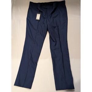 Magee 1866 Dillon Mens 40R Navy Blue Glen Check Dress Trousers Pants NWT